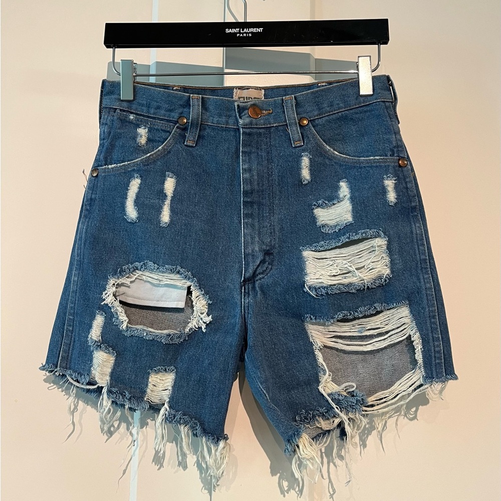 Furst of a Kind XS Distressed Blue Denim Shorts - Picture 1 of 4